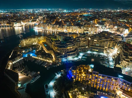 Night View of a Vibrant Marina