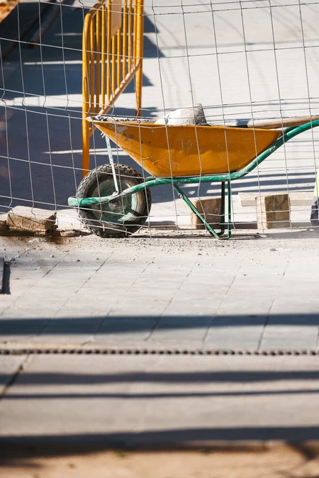 Construction Scene with Wheelbarrow
