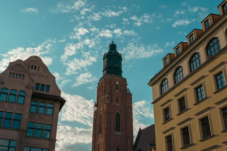 Urban Skyline with Historic Tower