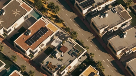 Aerial View of Suburban Street