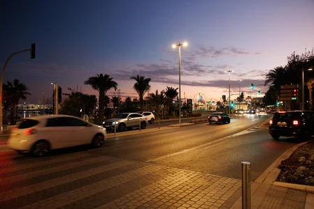 Dusk Cityscape with Traffic