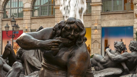 Statue Fountain in Urban Setting