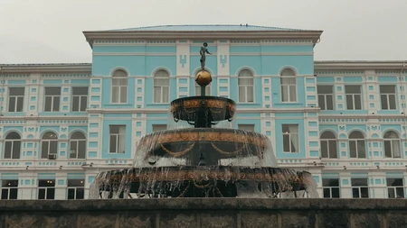 Historic Fountain and Building