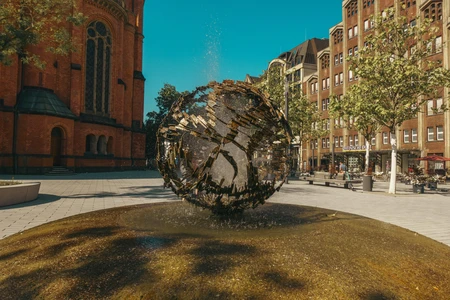 Fountain Sculpture in Urban Square