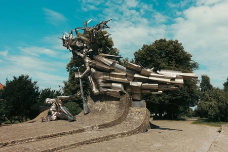 Abstract Metal Sculpture in Park