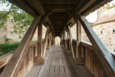 Rustic Wooden Bridge in Historic Setting