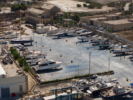 Aerial View of a Boat Yard