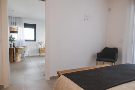 Contemporary Bedroom and Dining Area