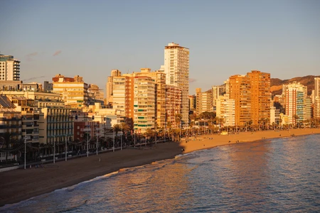 Sunset Beachfront Cityscape