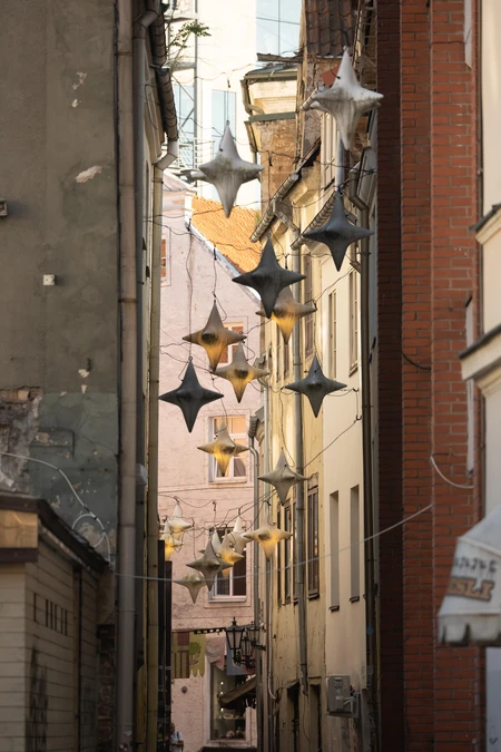Charming Alley with Hanging Stars