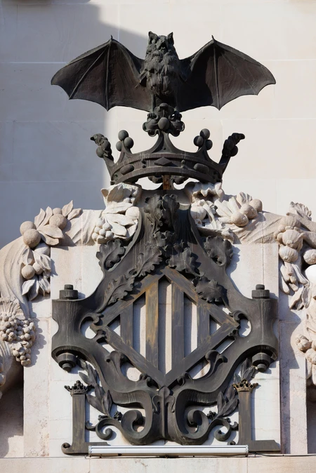 Architectural Crest with Bat Motif