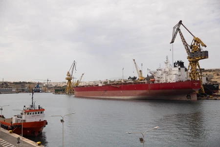 Docked Cargo Ship at Harbor