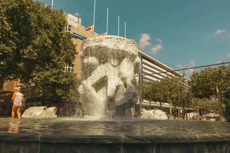 Urban Fountain in Sunlight