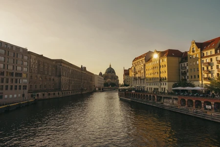 Sunset Over Urban Canal