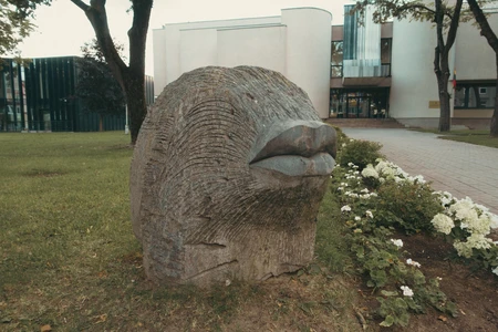 Stone Sculpture in Urban Park