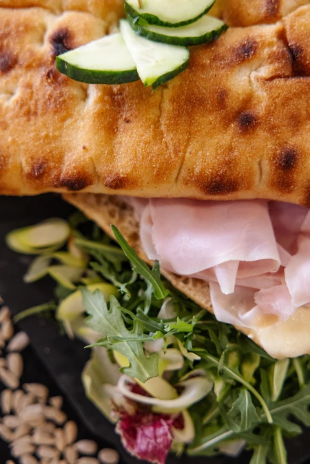 Delicious Sandwich with Ham and Greens
