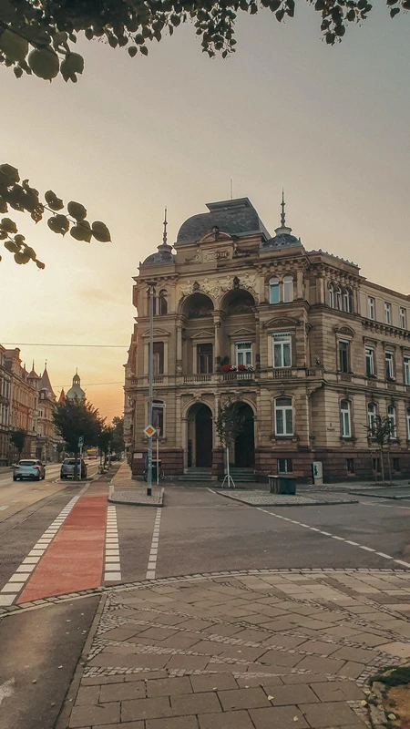 Historic Building at Sunset