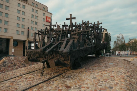 Cross Monument in Urban Setting