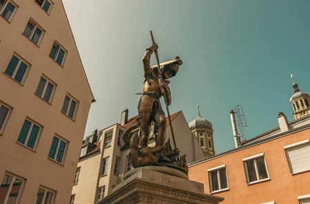 Historic Statue in Urban Setting