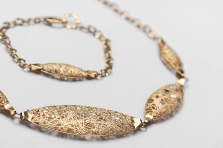 Gold Jewelry Set on Display