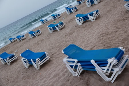 Empty Beach Loungers