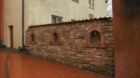Rustic Stone Wall in Urban Setting