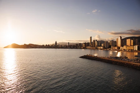 Sunset Over City Skyline