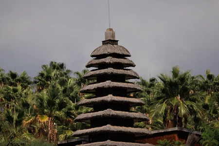 Tropical Pagoda Surrounded by Palms