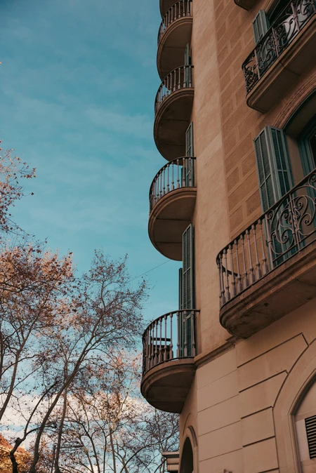 Elegant Balconies Against a Clear Sky