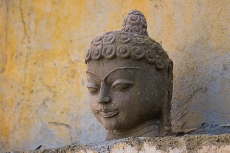 Stone Buddha Head Sculpture