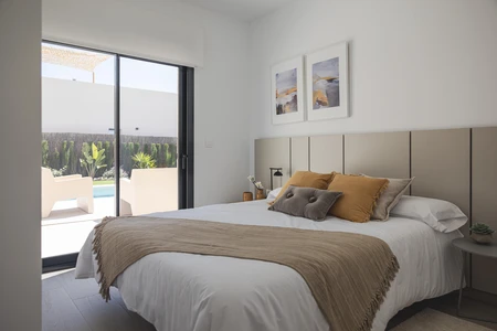 Modern Bedroom with Pool View