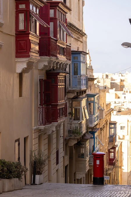 Charming Streetscape with Colorful Balconies