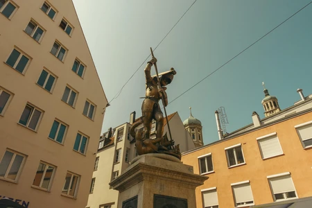 Historic Cityscape with Statue