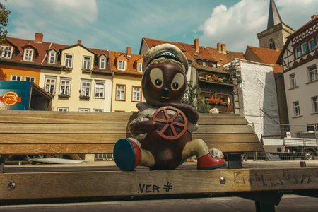 Playful Statue in Quaint Town