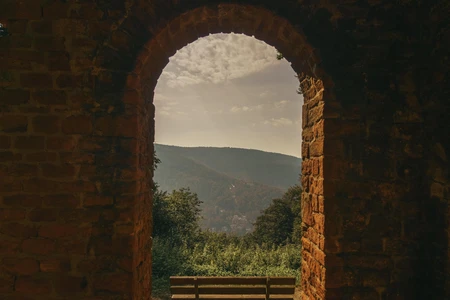 Scenic View Through Stone Archway