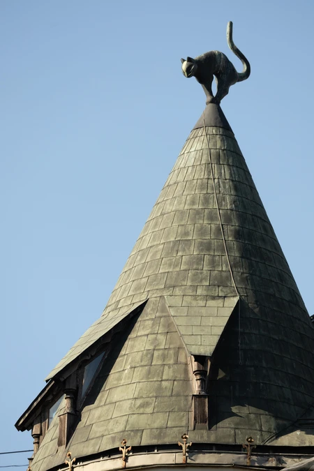 Cat Sculpture on Rooftop