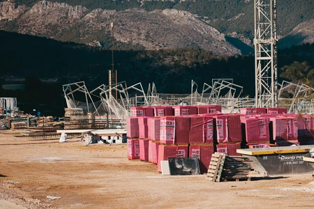 Construction Site with Pink Pallets