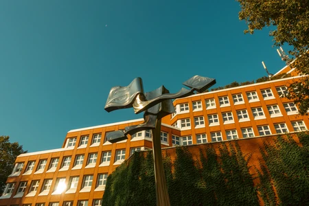 Modern Architecture with Art Installation