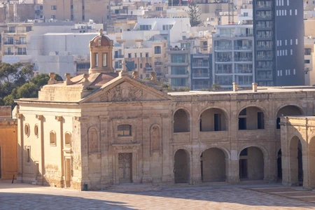 Historic Architecture with Modern Backdrop