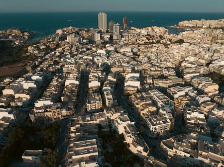 Aerial View of Coastal City