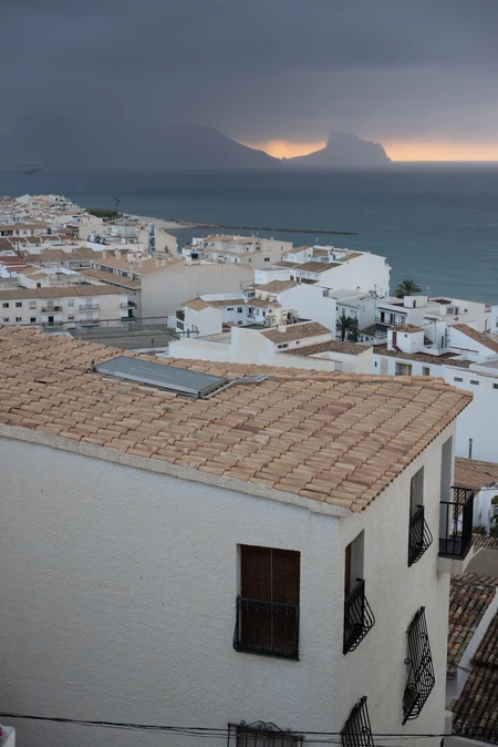 Coastal Town at Sunset