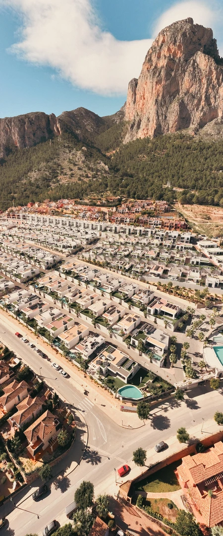 Aerial View of Mountain and Residential Area