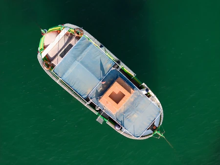Aerial View of a Boat on Water
