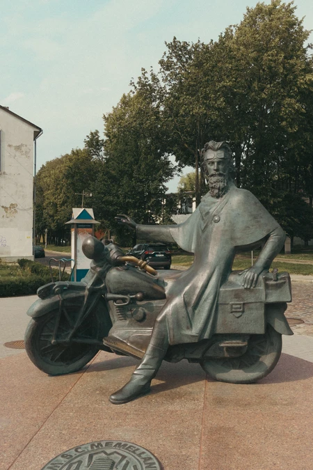 Sculpture of a Figure on a Motorcycle