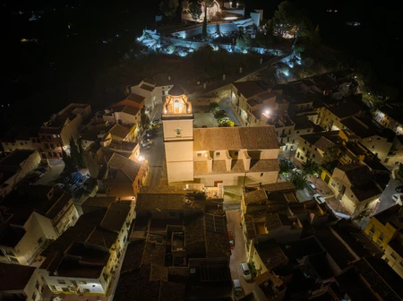 Night View of a Historic Town