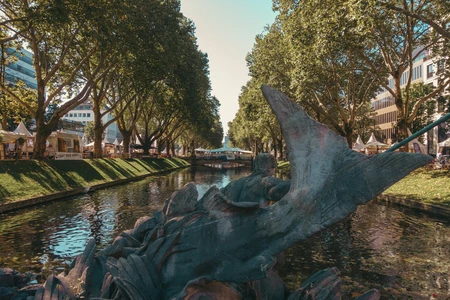 Canal View with Sculpture