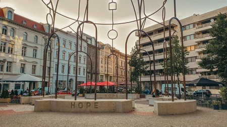 Urban Square with Artistic Structures