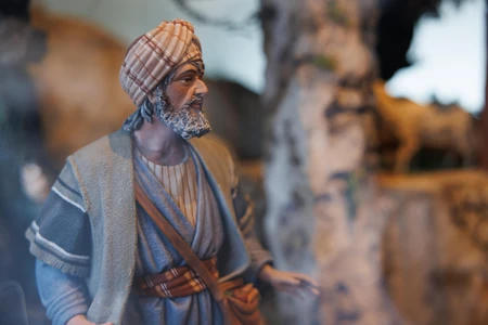 Cultural Figurine in Scenic Background