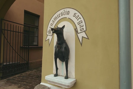Dog Statue at Historic Building