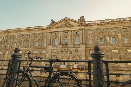 Historic Architecture Foregrounded by Bicycle